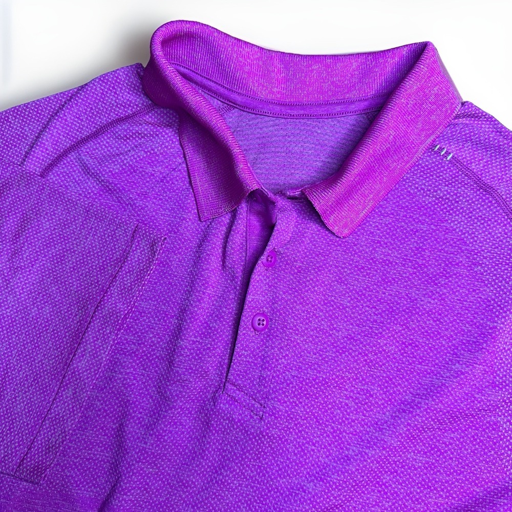 Lululemon Metal Vent Tech Polo Shirt Mens Large Hot Pink Movement Is Medicine